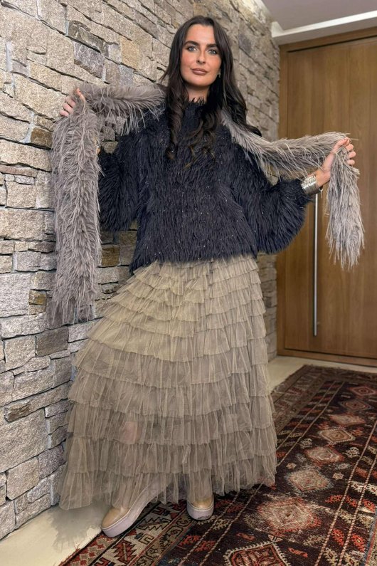 Claudia Shaggy Knit Chocolate